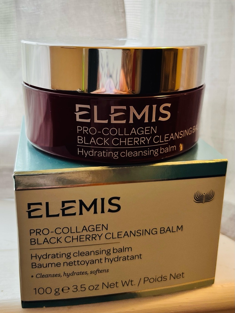 ELEMIS Black Cherry Hydrating Cleansing Balm in Deep Berry with Silver Lid